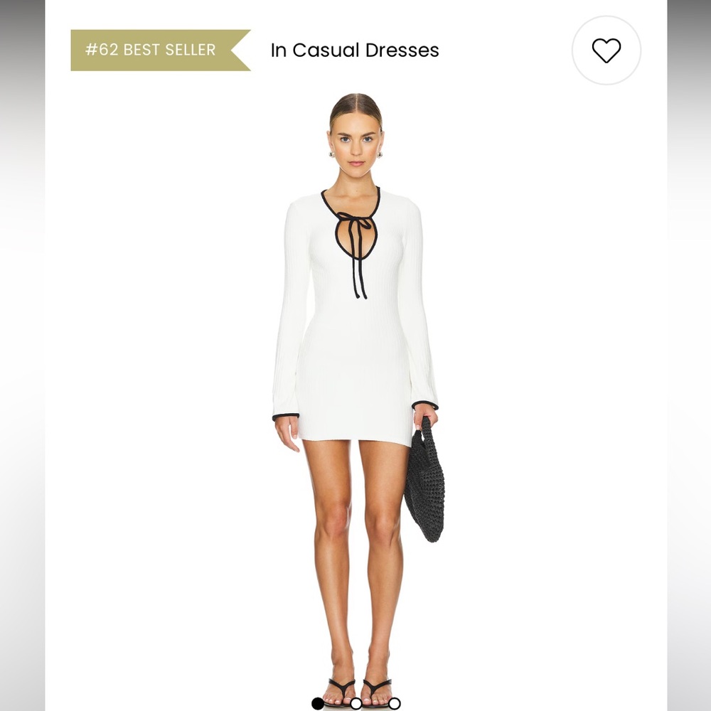 NWT Olivia Culpo x Montce Cream Black Binded Terry Rib Sophia Dress